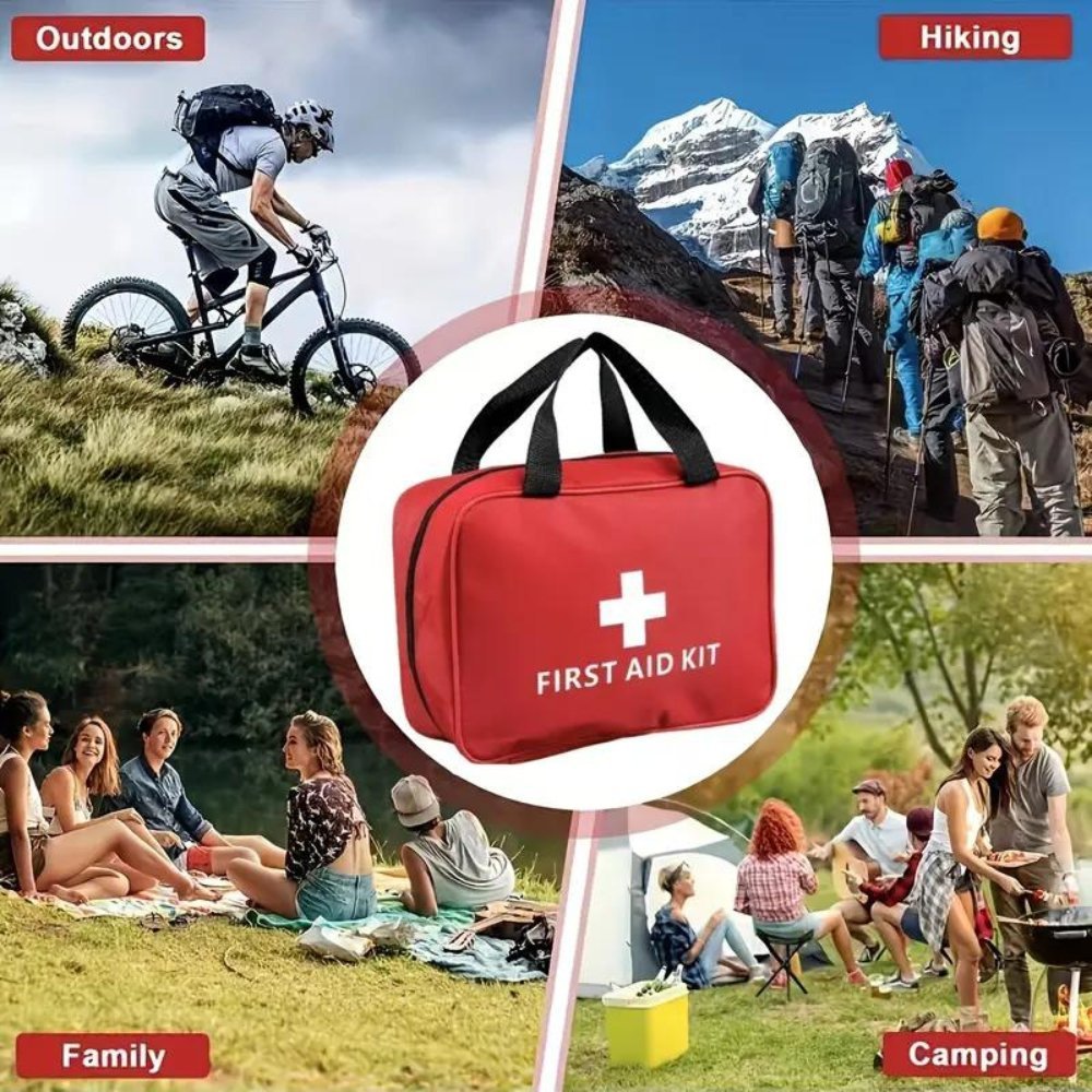 173pcs Large First Aid Kit: Portable Bag For Outdoor Hunting, Hiking, Camping And More - Including Emergency Supplies! - Inflight Essentials
