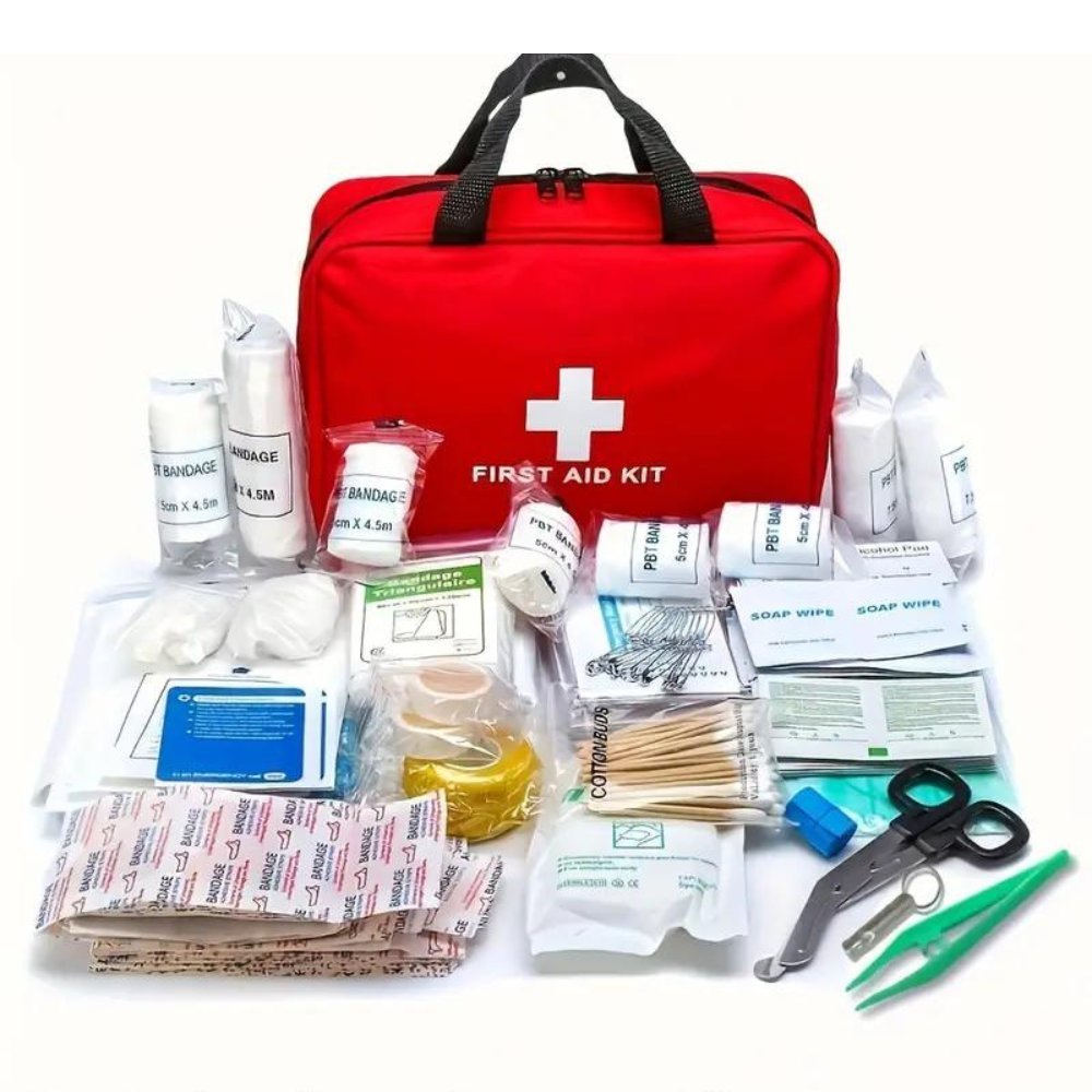 173pcs Large First Aid Kit: Portable Bag For Outdoor Hunting, Hiking, Camping And More - Including Emergency Supplies! - Inflight Essentials